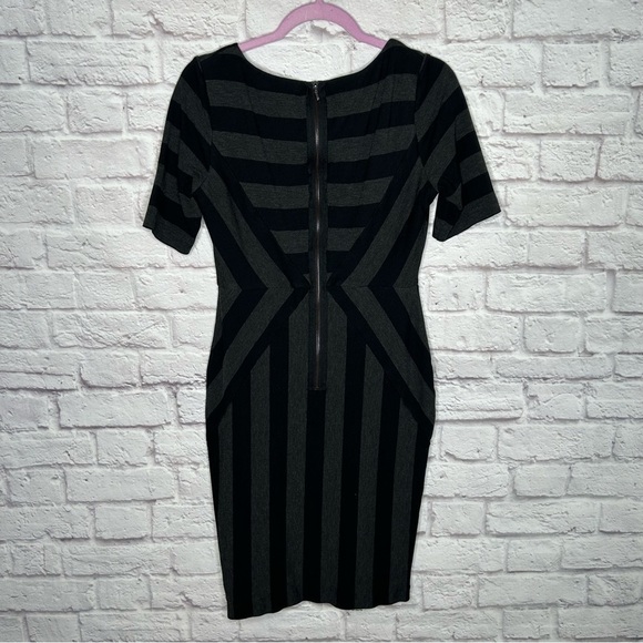 Anthropologie Black and Gray Striped Mini Dress - Picture 6 of 15
